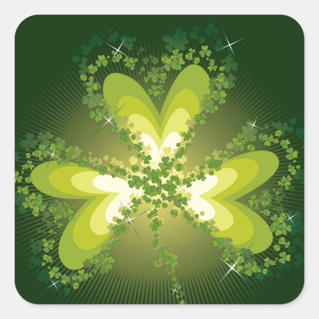 Saint Patrick's Day Shamrock Lucky Clover Leaf Square Sticker (Front)