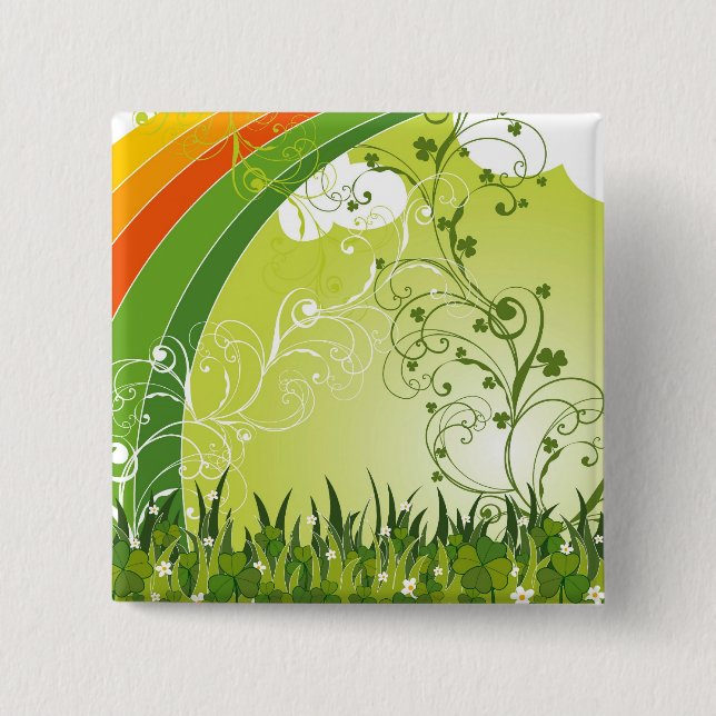 Saint Patrick's Day Shamrock Lucky Clovers Button (Front)