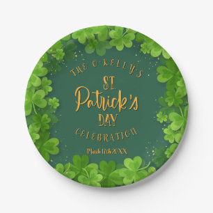 Saint Patrick's Day Shamrock Party Paper Plate