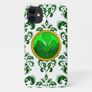 SAINT PATRICK'S DAY SHAMROCK WITH GREEN DAMASK Case-Mate iPhone CASE