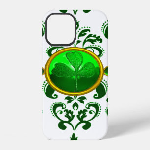 SAINT PATRICK'S DAY SHAMROCK WITH GREEN DAMASK iPhone 12 CASE