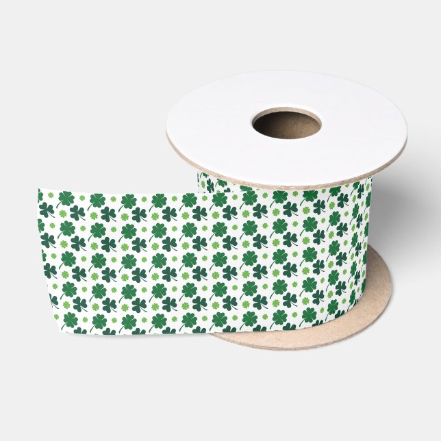 Saint Patrick's Day shamrocks four leaf clover Satin Ribbon (Spool)