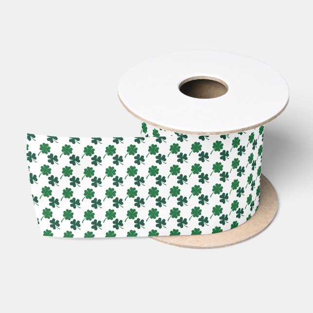 Saint Patrick's Day shamrocks four leaf clover  Satin Ribbon (Spool)