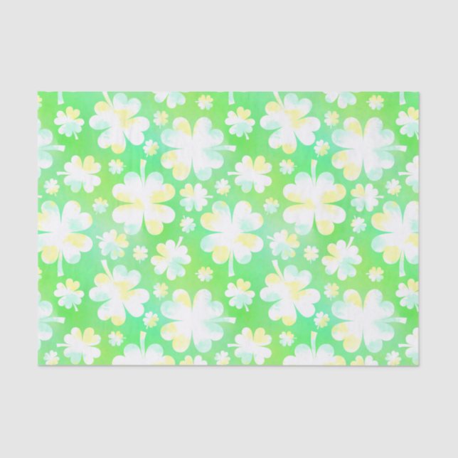 Saint Patrick's Day Shamrocks Retro Watercolor Tissue Paper (Front)