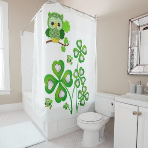 Saint Patrick's Day Shower Curtain Owl