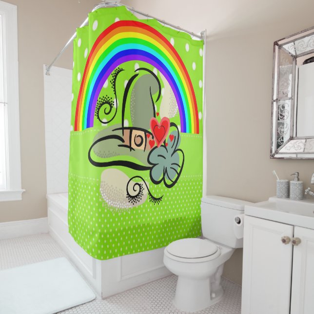 Saint Patrick's Day Shower Curtain Rainbow (In Situ)