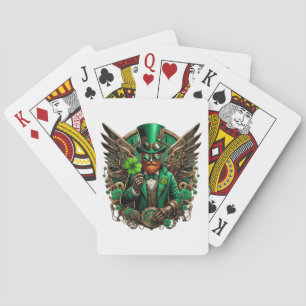 Saint Patrick's Day steampunk clover Playing Cards