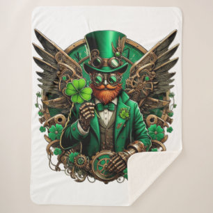 Saint Patrick's Day steampunk clover Sherpa Blanket