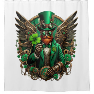 Saint Patrick's Day steampunk clover Shower Curtain