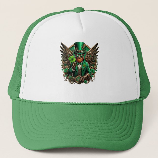Saint Patrick's Day steampunk clover Trucker Hat (Front)