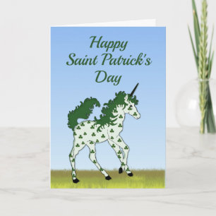 Saint Patrick's Day Unicorn with Shamrock Spots Card