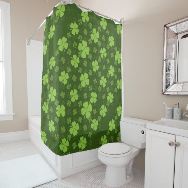 SAINT PATRICKS FOUR LEAF CLOVER SHOWER CURTAIN (In Situ)