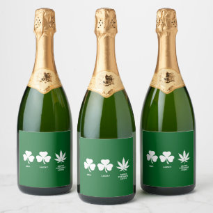 Saint Patricks Funny Party for Guys Sparkling Wine Label