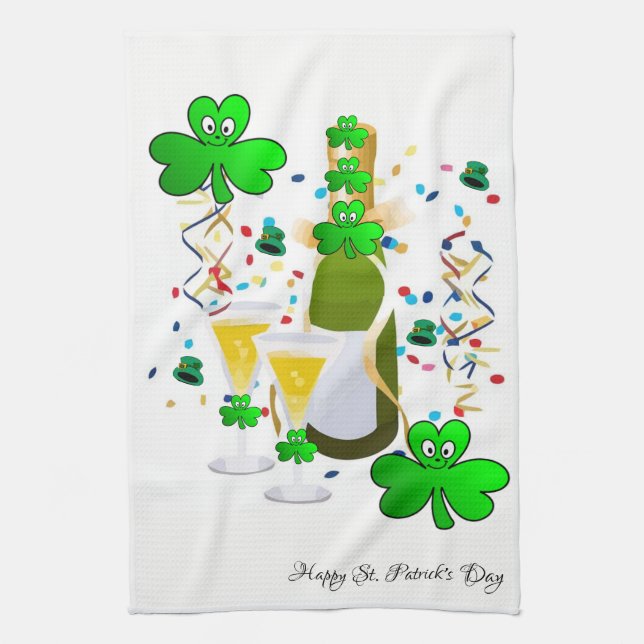 Saint Patrick's Kitchen Hand Towel Wine Shamrock (Vertical)