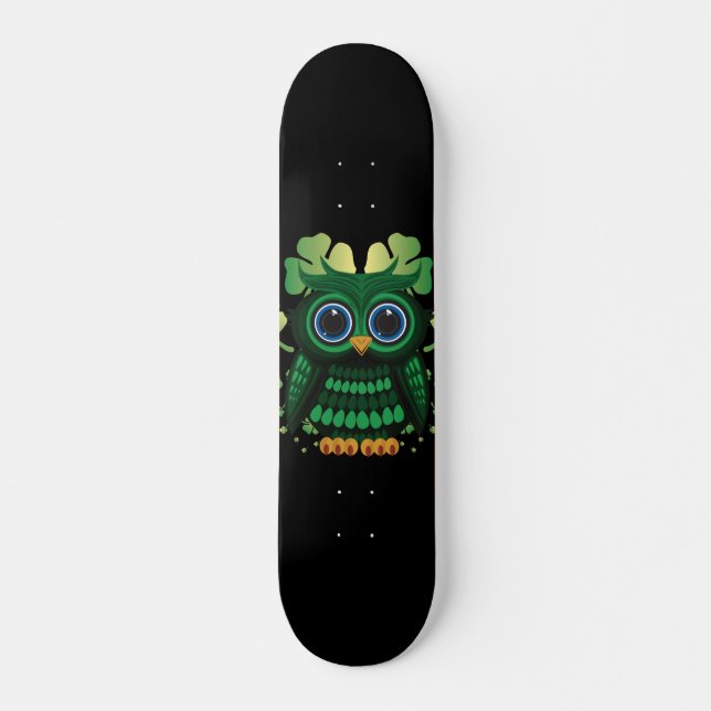 Saint Patrick's Owl Skateboard (Front)