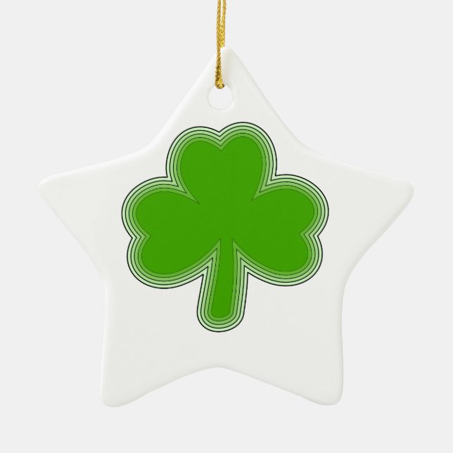 Saint Patrick's Shamrock Drawing Ceramic Tree Decoration (Front)