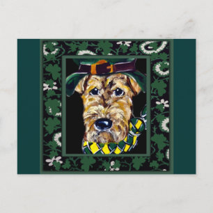 Saint Patty Airedale Postcard