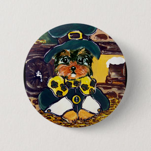 Saint Patty Yorkie Poo 6 Cm Round Badge