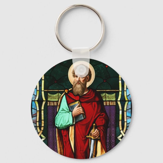 Saint Paul (Paul the Apostle) Stained Glass Art Key Ring (Front)