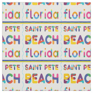 Saint Pete Beach, Florida. Colourful Text Pattern Fabric