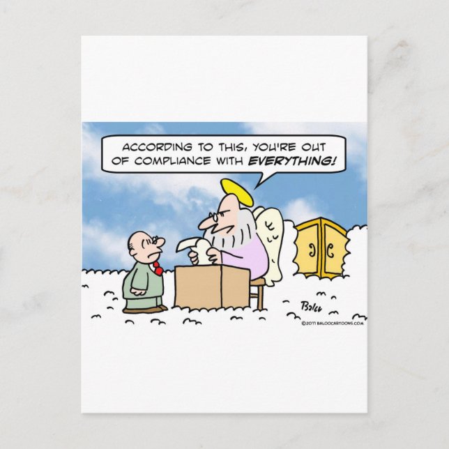 saint peter heaven out of compliance postcard (Front)