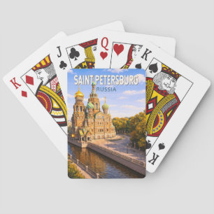 Saint Petersburg Russia Illustration Travel Art Playing Cards