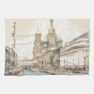Saint Petersburg Russia Scenic View Kitchen Towel