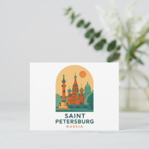 Saint Petersburg Russia Vintage Travel Art Retro Postcard