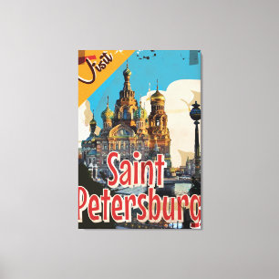 Saint Petersburg, Russia Vintage Travel Poster Canvas Print