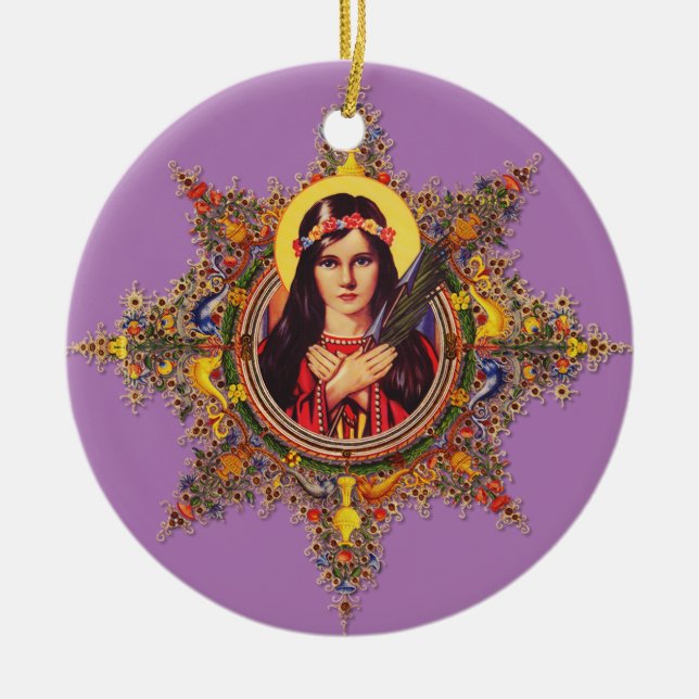 Saint Philomena  Ceramic Tree Decoration (Front)