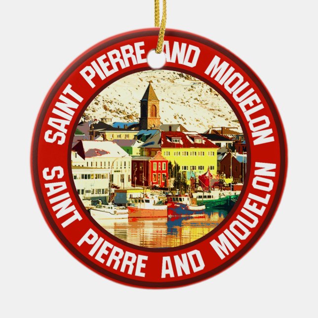 Saint Pierre and Miquelon                          Ceramic Tree Decoration (Front)