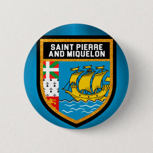 Saint Pierre And Miquelon Flag 6 Cm Round Badge