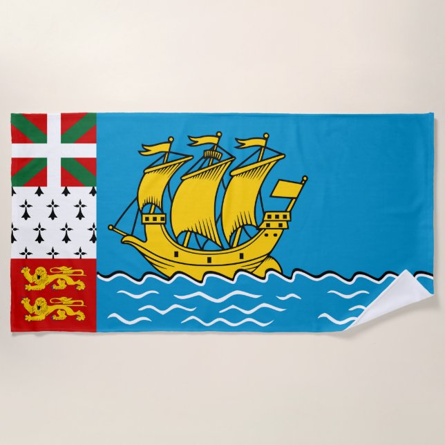 Saint Pierre and Miquelon Flag Beach Towel (Front)