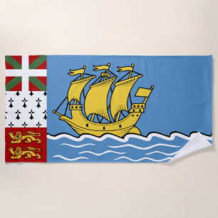 Saint Pierre and Miquelon flag Beach Towel