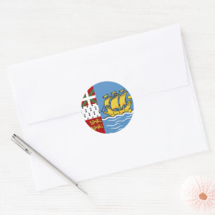 Saint Pierre and Miquelon flag Classic Round Sticker