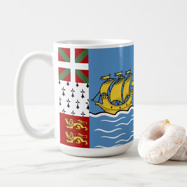 Saint Pierre and Miquelon flag Coffee Mug (With Donut)