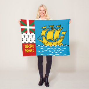 Saint Pierre and Miquelon Flag Fleece Blanket