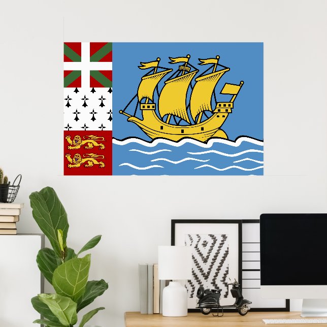 Saint Pierre and Miquelon flag Poster (Home Office)