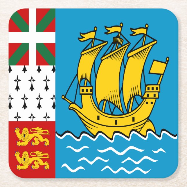 Saint Pierre and Miquelon Flag Square Paper Coaster (Front)