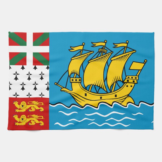 Saint Pierre and Miquelon Flag Tea Towel (Horizontal)