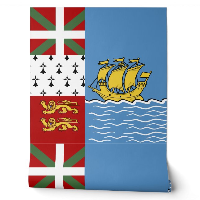 Saint Pierre and Miquelon flag Wallpaper (Unrolling)