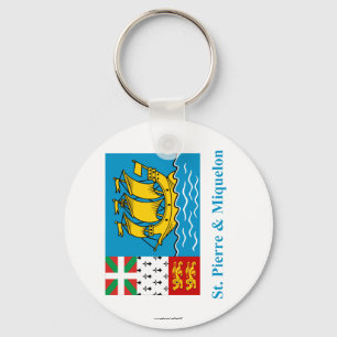 Saint-Pierre and Miquelon Flag with Name Key Ring