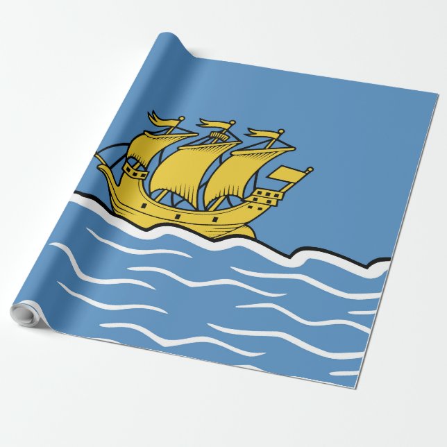 Saint Pierre and Miquelon flag Wrapping Paper (Unrolled)