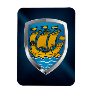 Saint Pierre and Miquelon Metallic Emblem Magnet