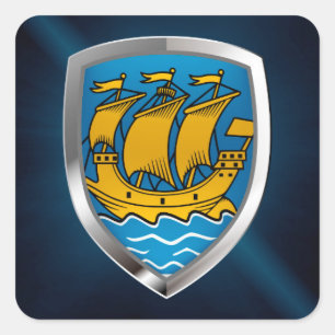Saint Pierre and Miquelon Metallic Emblem Square Sticker