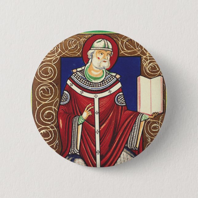  Saint Pope Gregory the Great 6 Cm Round Badge (Front)