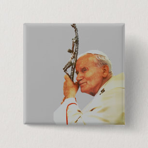 Saint Pope John Paul II  15 Cm Square Badge
