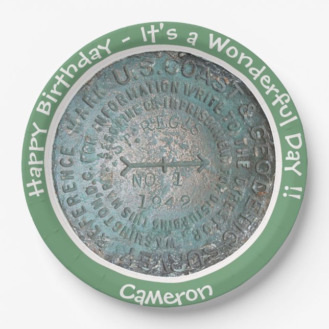 Saint Regis Mountain USGS Benchmark Party Items Paper Plate (Front)
