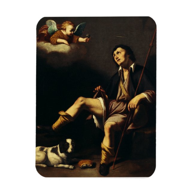 Saint Roch and the Angel Baroque Art Masterpiece Magnet (Vertical)