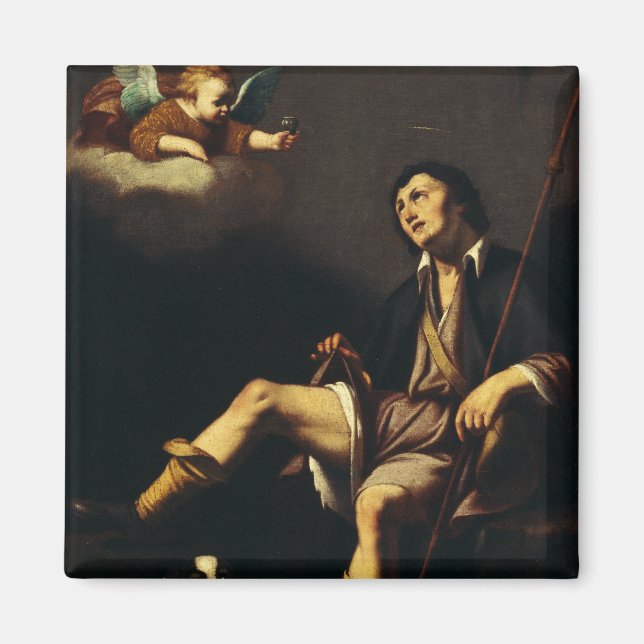 Saint Roch and the Angel Baroque Art Masterpiece Magnet (Front)